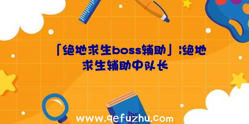 「绝地求生boss辅助」|绝地求生辅助中队长